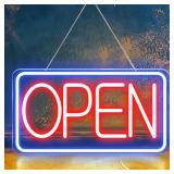 Led Neon Open Signs for Business,16.5"X 9" Open Signs, Powered by USB with ON/OFF Switch, Adjustable Bright Led Neon Open Sign for Bar Salon Coffee Stores Club Hotel (Blue/Red-Horizontal)