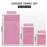 Utopia Towels 8-Piece Luxury Towel Set, 2 Bath Towels, 2 Hand Towels, and 4 Wash Cloths, 600 GSM 100% Ring Spun Cotton Highly Absorbent Viscose Stripe Towels Ideal for Everyday use (Pink)