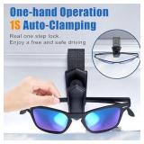 Veharvim One-Handed-Operation Sunglasses Holder for Car, 2 Pack Visor Sunglass Holder Clip, Car Accessories Interior, Universal Fit Silicone Padded Visor Sunglass Holder Car, Unmatched Durability