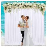 White Backdrop Curtains 2 Panels 5ft x 10ft Polyester Photo Backdrop Drapes for Wedding Party Background Decorations
