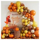 Beaumode Thanksgiving Balloon Arch Garland Kit Orange Yellow Brown Balloons 134pcs for Fall Harvest Birthday Little Pumpkin Baby Shower Fall Love Bridal Shower Friendsgiving Turkey Party Decorations