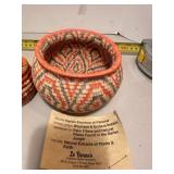 2 Natural fiber small woven basket, Panama etc