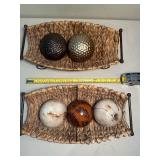 Blown Glass and metal decorative balls with baskets