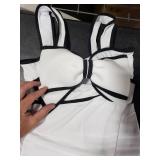 FLAXMAKER Black and White Swimsuit Bow-tie Decor Women
