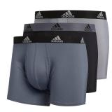 adidas mens Performance (3-pack) trunks underwear, Onix Grey/Black/Grey, Large US