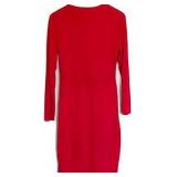 Womens Long-Sleeve Red Dress Large