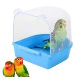 kathson Bird Bathtub for Cage, Parrot Hanging Bath Tube Shower Box Bowl Cage Accessory for Pet Birds Canary Lovebirds Budgies(Clear)