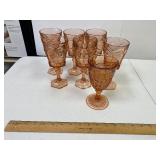 Vtg. 6 Fostoria Peach Wine Glass & 1 Tiarra Coral Goblet