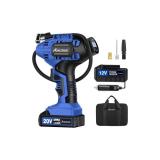 Avid Power Cordless Tire Inflator Portable Air Compressor, 20V Rechargeable Battery Tire Pump w/ 12V DC Power Adapter, Digital Pressure Gauge, Auto Air Pump for Many Inflatables (Blue)