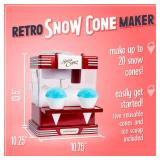 Nostalgia Snow Cone Shaved Ice Machine - Retro Table-Top Slushie Machine Makes 20 Icy Treats - Includes 2 Reusable Plastic Cups & Ice Scoop - Retro Red