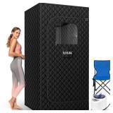 X-Vcak Portable Steam Sauna, Portable Sauna for Home, Sauna Tent Sauna Box with 2.6L Steamer, Remote Control, Folding Chair, 9 Levels, Black, 2.6 x 2.6 x 5.9
