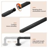 1 Inch Industrial Curtain Rods for Windows 28 to 48 Inches, Blackout Wrap Around Curtain Rod, for Indoor and Outdoor, Simple Design, 33 to 45 Inches, Black