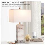 RORIANO Set of 2 Modern Table Lamps for Living Room, 3 Way Touch Dimmable Contemporary Coastal with USB Ports, Rustic Resin Nightstand Lamp Bedroom Bedside End Table, LED Bulb Included - Retail: $89.9