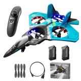 AUGARDEN V17 Jet Fighter Stunt RC Plane 2024 New 2.4GHz Remote Control Airplane with 2 Batteries, 360° Drop-Resistant Stunt Spin Remote & Light RC Airplane Gifts for Kids Boys