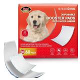 Dono Dog Diaper Liners, Super-Absorbent Dog Booster Pads 60ct Disposable Doggie Diapers Inserts Fit Washable Dog Diapers Female, Male Dog Belly Bands, Belly Wraps, M