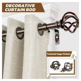 KAMANINA Bronze Curtain Rods for Windows 48 to 84 Inch, Adjustable Single Curtain Rod 32 to 86 Inch(2.6-7.1ft), 3/4 Inch Splicing Drapery Rods with Twisted Cage Finial