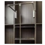Soft-Close Wardrobe Lift Polished Chrome Expanding Heavy duty steel Tubing with Silver Plastic Housing, 45 lb Weight Rating (For 33” – 48” openings) - Retail: $170.92