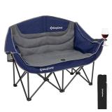 KingCamp Double Camping Chair Loveseat Heavy Duty for Adults Two Person Outdoor Folding Chairs with Cup Holder Wine Glass Holder Support 440 lbs for Outside Picnic Beach Travel - Retail: $110.05