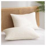 PHF Ultra Soft Waffle Weave Pillowcases Standard Size 20" x 26" 2 Pack, No Insert, Breathable Skin-Friendly Pillow Shams, Decorative Waffle Weave Pillow Case Covers, Coconut White