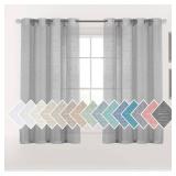 H.VERSAILTEX Linen Sheer Curtains 63 Inch Long Pair Set Linen Textured Semi Sheer Curtains for Living Room Silver Grommet Window Treatment Linen Panels for Villa/Hall/Parlor (52" W x 63" L, Gray)