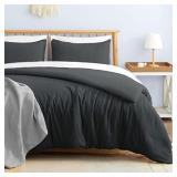 Twin Duvet Cover Cotton - 100% T-Shirt Jersey Knit Cotton Duvet Cover Set with Zipper Closure, Extra Soft Breathable Comforter Cover (1 Charcoal Duvet Cover, 1 Pillowcase) Retail $39.99