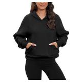 Abardsion Women Trendy Sweatshirts 2023 Y2K Oversized Sport Pullover Hoodies with Pocket (Black, M)