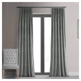 HPD Half Price Drapes Velvet Blackout Curtains/Drapes - 108 Inches Long 1 Panel Blackout Curtain Signature Pleated for Living Room & Bedroom - 25W X 108L, Silver Grey