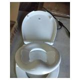 Quick Flip Round Toilet Seat with Built-In Potty & Splash Guard for Toddler Training, Slow Close - Jool Baby