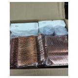Goodluck 700 Piece Rose Gold Dinnerware Set for 100 Guests, Plastic Plates Disposable for Party, Include: 100 Dinner Plates, 100 Dessert Plates, 100 Paper Napkins, 100 Cups, 100 Silverware Set