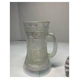 Fenton crystal velvet satin glass mug with Fenton iridescent jack in the pulpit bud vase