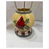 Cardinal painted candle lamp 10 inches tall, witch figurine and ornament in box