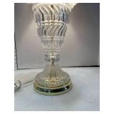 Glass table lamp with fringe shade and Fleur de Leis lamp
