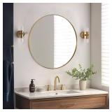 Andy Star Round Brushed Gold Mirror, 30in