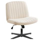 OLIXIS Cross Legged Armless Wide Adjustable Swivel Padded Home Office Desk Chair, Beige, (Incomplete)