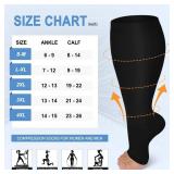 3 Pack Plus Size Open Toe Compression Socks for Women & Men Wide Calf, Toeless Knee High Stockings for Circulation Support, Black XX-Large