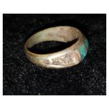 Silvertone & Turquoise Like Stone Ring