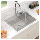 30 Kitchen Sink Drop In - Sarlai 30 x 22 Inch Topmount Kitchen Sink Stainless Steel 16 Gauge Deep Single Bowl Over Counter Kitchen Sinks Basin - Retail: $253.3