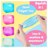 3pack Stress Cube Squishy Stress Balls for Adults Kids Sensory Fidget Toy for Your Best Mellow and Chill -Ice Cubes-Square Shape with Filling in Pink Purple Blue (3pcs Cube )