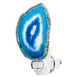Agate Night Light Agate Slice Light Crystal Nightlight Plug into Wall with Switch Home Decor Hallway Lights, Nightlight for Toilet Kitchen Bedroom (Blue)