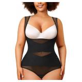 Nebility Plus Size Shapewear Bodysuit for Women Tummy Control Body Shaper Seamless Faja Colombian Waist Trainer Girdle(Black Plus Size Plus Size,2X)