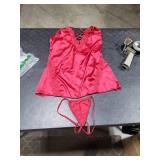 Avidlove Women Chemise Lingerie Satin Lace Nightgown Lace Babydoll Sleepwear Dress Red S
