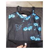 Urchics Women Tankini Swimsuit Flowy Swimdress Swimwear Two Piece Bathing Suits Flower Butterfly XL