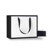 YACEYACE Black and White Gift Bags Bulk, 10Pcs 10.5"x4.25"x8" Medium Boutique Gift Bags with Handles, Wedding Bags, Party Bags, Birthday Bags, Retail