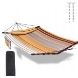 TegerDeger 12FT 2 Person Hammock Large Hammock Quick Dry 450LB Capacity- Coral RED Stripes