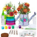 Hapinest Grow and Paint Watering Can 2 Pack Flower Garden Craft Kit Gifts for Kids Boys and Girls Ages 6 7 8 9 10 11 12 Years and Up