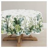 Horaldaily Spring Summer Tablecloth 70x70 Inch Round, Eucalyptus Floral Table Cover for Party Picnic Dinner Decor