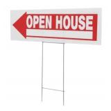 New 12 Pack of Hillman Plastic 6”x24” Open House Signs w/ Ground Stakes