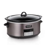 Crock-Pot Large 8-Quart Programmable Slow Cooker with Auto Warm Setting, Black Stainless Steel, Includes Cookbook (Pack of 1) - Retail: $75.1