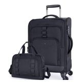 BAGSMART 2 Piece Luggage Set, Expandable 20 inch Carry on Suitcase with Spinner Wheels, Lightweight Suitcase with TSA Lock, Black - Retail: $82.98