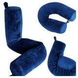 Dot&Dot Twist Memory Foam Travel Pillow for Neck, Chin, Lumbar and Leg Support - Neck Pillows for Sleeping Travel Airplane - Adjustable, Bendable Roll Pillow (Velvet Blue 1, One Size)